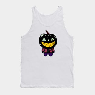 Black Zombie Pumpkin Man of Halloween with Scary Face Tank Top